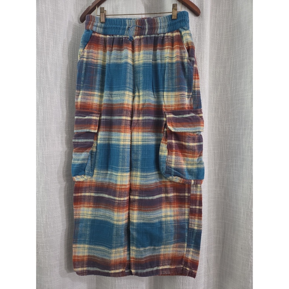 Urban Outfitters BDG Darren Flannel Blue & Orange Plaid Cargo Pants Women's Med